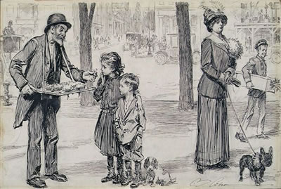 MAN SELLING NOSEGAYS ON THE STREET