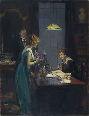 COUPLE CONFERRING WTH PERSONAL SECRETARY