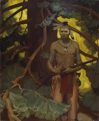 Indian scout in forest