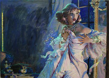 Young woman startled when raiding jewel box