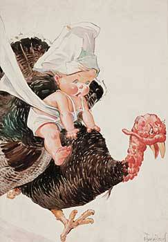 Little Boy Chef Riding Dtermined Turkey