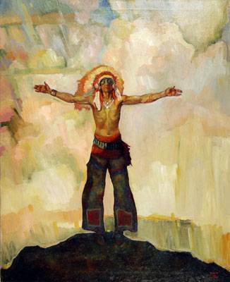 Native American greeting the sun