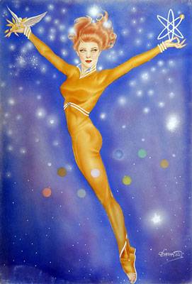 Soaring woman holding dove of Peace and promise of a nuclear by Joseph De Martini - Auction record, sale price, and art valuation. Compare with similar artists and explore comparable artworks.
