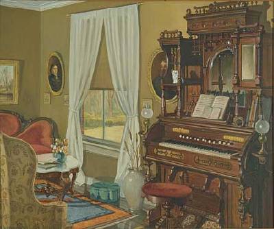 Victorian Interior with Organ by Walter Korder - Auction record, sale price, and art valuation. Compare with similar artists and explore comparable artworks.