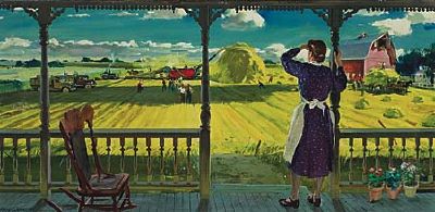 Woman Looking out from Porch