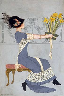 Young Woman with Daffodils by Jessie Gillespie - Auction record, sale price, and art valuation. Compare with similar artists and explore comparable artworks.