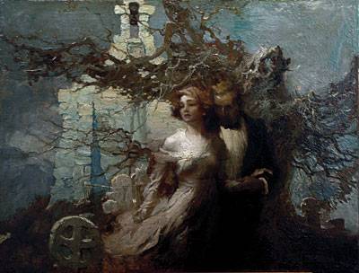 Couple in Moonlit Graveyard by Walt Louderback - Auction record, sale price, and art valuation. Compare with similar artists and explore comparable artworks.
