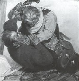 Fighting cowboys spilling