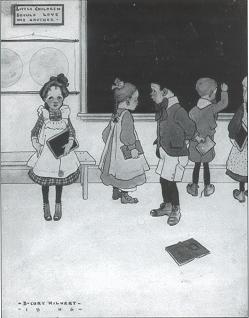Boy and girl in schoolroom