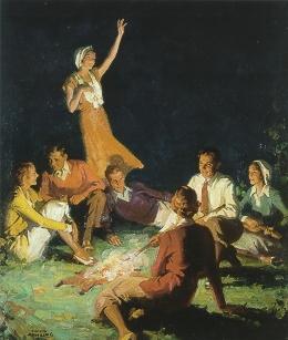 Young people gathered around