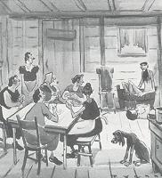Women playing cards as man