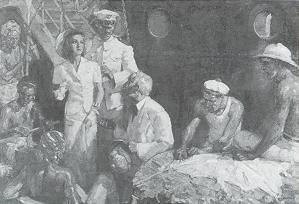 Woman, sailors and natives
