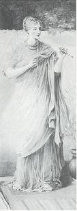 Woman playing pipe at garden