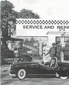 Service station scene with