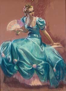 Seated Woman in Blue Dress