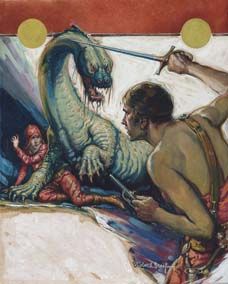 Man Battling Alien Monster by Robert Graef - Auction record, sale price, and art valuation. Compare with similar artists and explore comparable artworks.