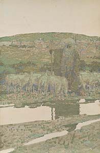 Shepherd with Flock of Sheep