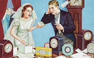 Newlyweds Receive Many Clocks