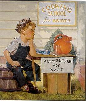 Boy with Alka Seltzer stand