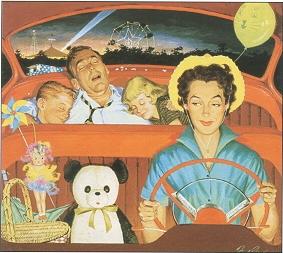 Family returning from carnival