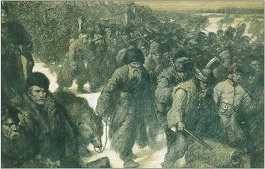 Peasant army crossing