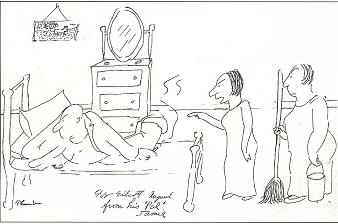 Two women, one with mop