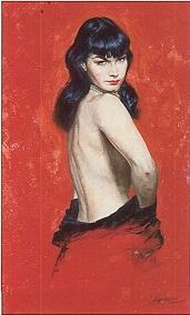 Black haired woman looking