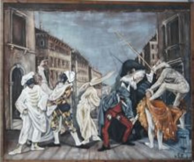 Scena veneziana con maschere