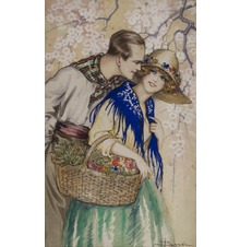 Sample artwork by Adolpho Busi (1891 - 1977), known for stylish 1920s female figure painting, postcard artist, art deco - View similar artists and auction records