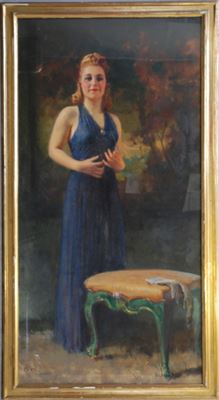 Ritratto di signora in abito azzurro