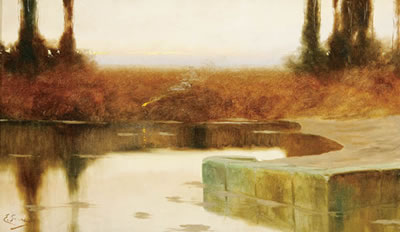 Atmospheric Sunsets--a pair of paintings