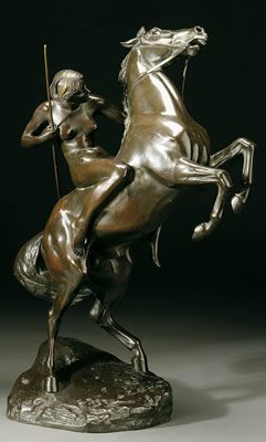 An Amazon on Rearing Horse