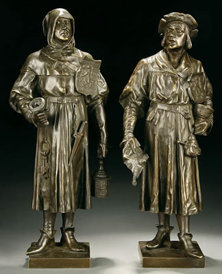 Nightwatchman and Town Crier - a pair of figures
