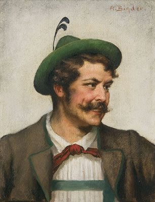 A Portrait of a Young Boy and a Man in Bavarian Costume - a pair of paintings
