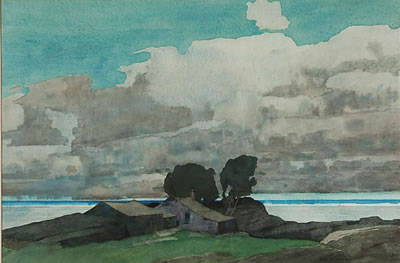 Farmscape Overlooking Lake