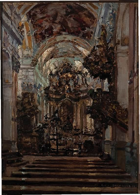 A Church Interior in Amorbach - 1922
