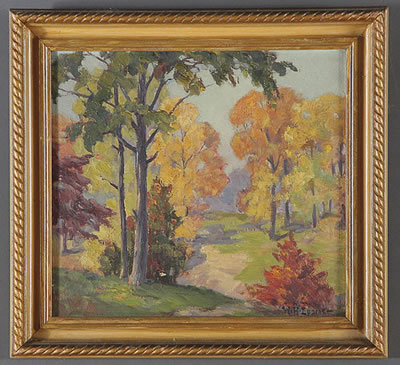 THREE AMERICAN ARTS AND CRAFTS OIL PAINTINGS