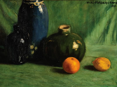 Still Life with Vases and Fruit - 1899 by Wiki Mayerhoffer - Auction record, sale price, and art valuation. Compare with similar artists and explore comparable artworks.