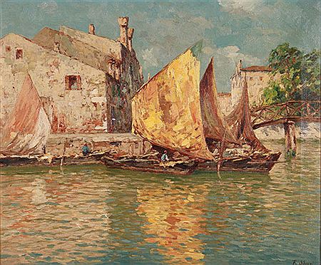 Boats on the Rio Pallada- Venice