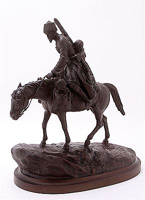 A Georgian Soldier on Horseback Moving His Family