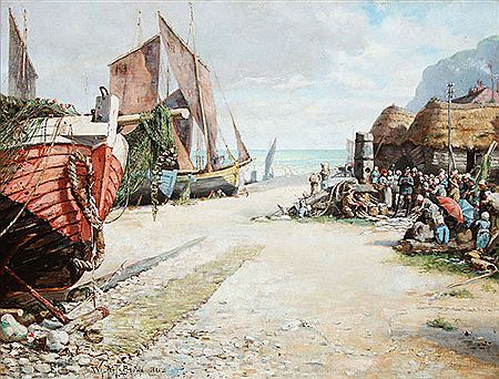 La Plage Etretat- 1881