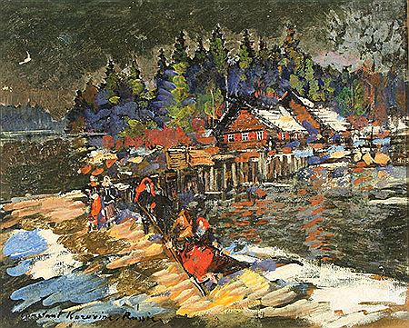 Russian Winter Nocturnal Bridge Crossing