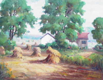 Summer Farm with Cornshocks by Harry Townsend - Auction record, sale price, and art valuation. Compare with similar artists and explore comparable artworks.