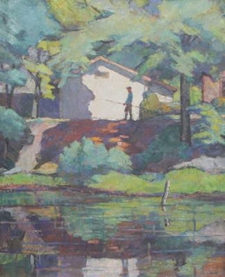 Reflections, Man w/Fishing Rod