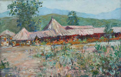 Market Scene with Buildings