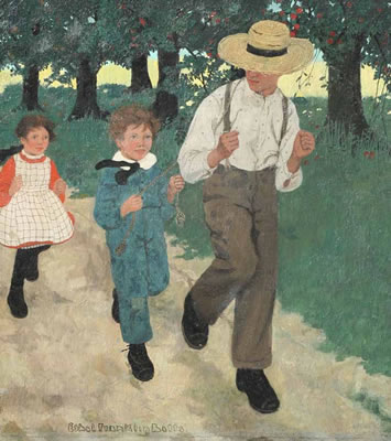 Raggedy Man with Children on Path by Ethel Franklin (Bains) Betts - Auction record, sale price, and art valuation. Compare with similar artists and explore comparable artworks.