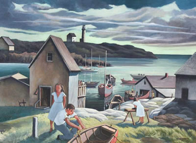 Sample artwork by Floyd Hopper (1909 - 1984), known for watercolor painting,  woodcuts, lithographs, teaching - View similar artists and auction records