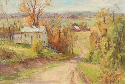 Impressionistic Summer Landscape with Buildings