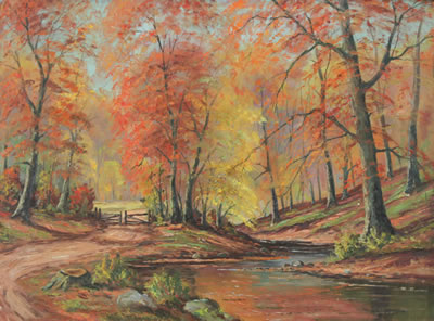 Autumn Landscape with Road by Stream by Helio Wernegreen - Auction record, sale price, and art valuation. Compare with similar artists and explore comparable artworks.