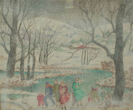 Snow Scene with Figures